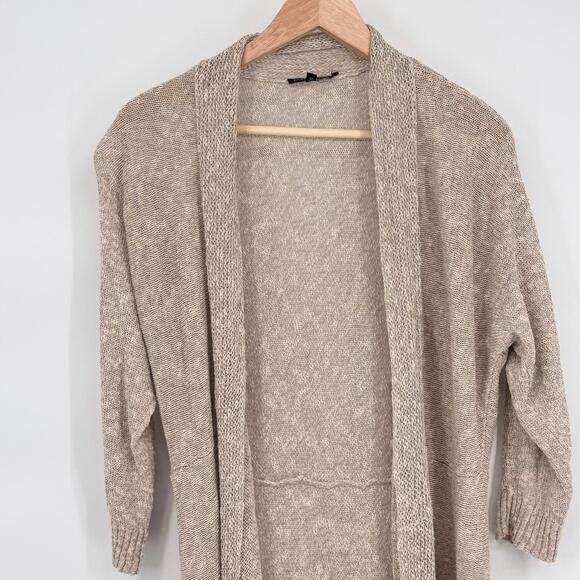 Eileen Fisher Minimalist Linen Beige Sweater Cardigan L Cottagecore Scandistyle - Picture 3 of 9